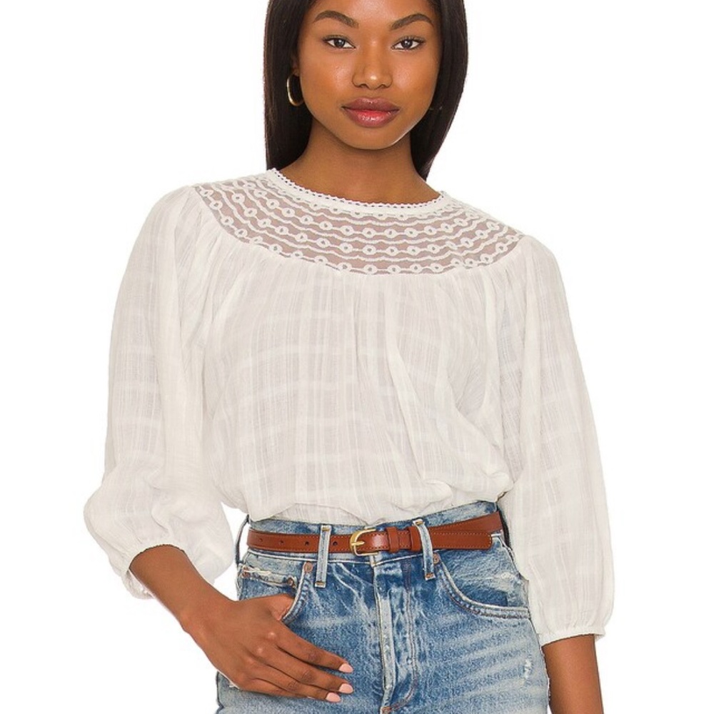 White Cotton Boho Peasant Blouse by Steve Madden / Revolve